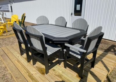 POLY WOOD FRAMED CORNER CLIPPED TABLE WITH ADIRONDACK SIDE DINING CHAIRS & CAPTAIN DINING CHAIRS